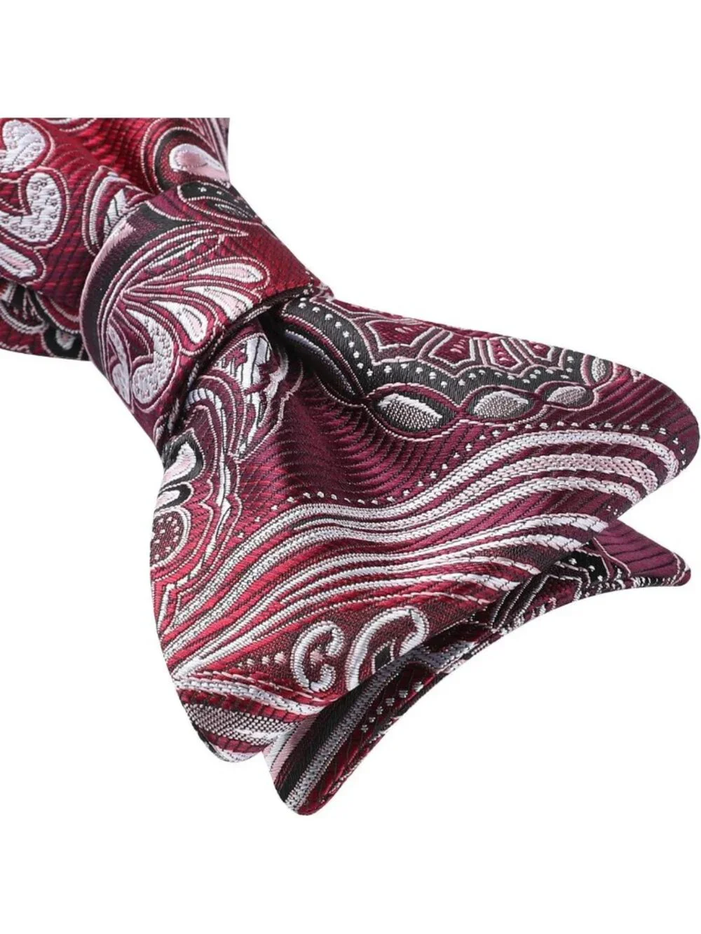 Elegant Paisley Bow Tie & Pocket Square Set for Men - Self Tie Formal Tuxedo